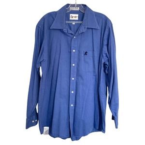 Walt Disney World Blue Cotton Button Up Long Sleeve Dress Shirt Size L